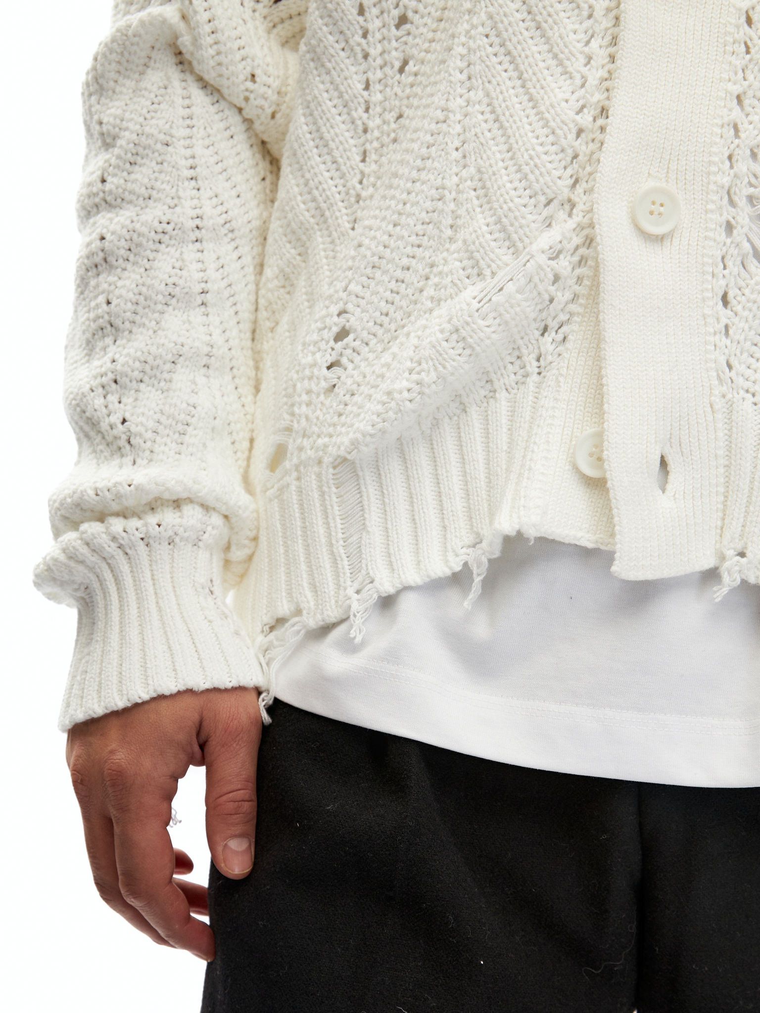 Белый хлопковый кардиган Sublimation с перфорацией