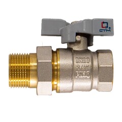 67-0-333 Кран латунный, Стандарт, с накидной гайкой (американка), бабочка, 3/4