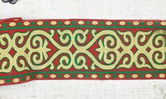 Тесьма жаккард, ш. 10 см, красный с золотом