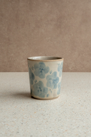 Стакан для кофе Цветы, бежево-синие