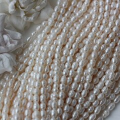 Жемчуг натуральный речной, рис, 5,7-7,2 мм, 1 нить, Ж024