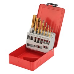Набор метчиков машинных M3 -M12 HSSE-TiN DIN371/376 (B/4-5P, + сверла) 14пр H-Tools 245051THT
