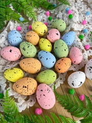 №2 Пасхальный декор, Яйцо разноцветное из пенопласта, 3*4 см и 3,5*2,5 см, набор 20 шт.