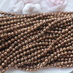 Гематин гематит, граненый шарик, 4 мм, шоколад, 1 нить, ГМ094
