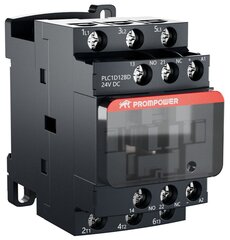 Контактор Prompower PLC1D12BD серии Pulse, ток 12А, 3 полюса, доп контакт 1НО+1НЗ, катушка 24DC
