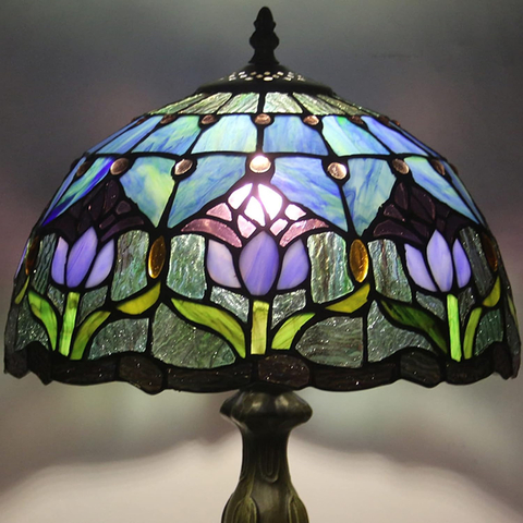 Картинка лампа Skully Tiffany purple tulip - 2