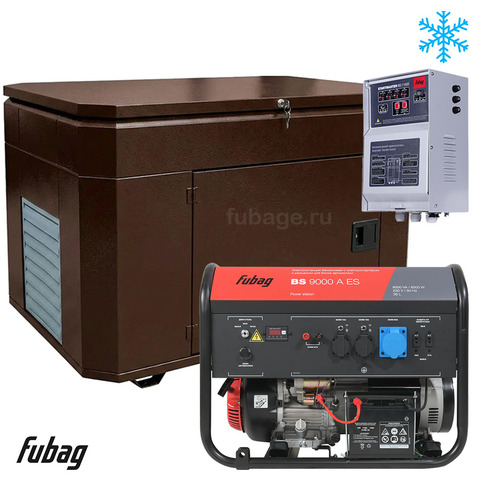 Бензиновый генератор в зимнем супер тихом кожухе с блоком АВР Fubag BS 9000 A ES/1400SSW RAL 8019
