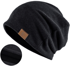 Шапка длинная с подкладкой Skully Loose Knitted Hat black skull