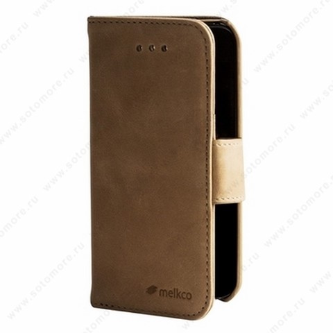 Чехол-книжка Melkco для iPhone SE/ 5s/ 5C/ 5 Leather Case Wallet Book Type (Vintage Khaki)