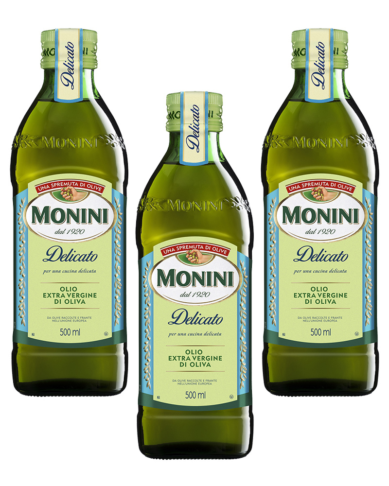 Масло оливковое Monini Экстра Вирджин Деликато 0,5 л, стекло - 3 шт