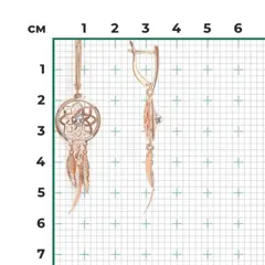 Серьги «Ловцы снов» с английским замком из комбинированного золота