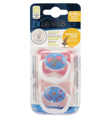 Пустышка PreVent БАБОЧКА, 6-12 месяцев, с крышкой, для девочек набор из 2 шт. (стандарт)