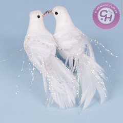 Птички Голуби свадебные с колечками, 16 см, 1 пара.