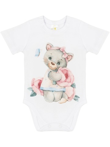 Боди с коротким рукавом "Милая киска", цвет белый