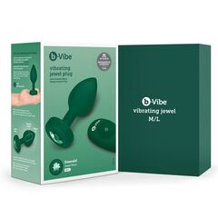 Зеленая анальная вибровтулка с кристаллом Vibrating Jewel Plug M/L - 10,5 см. - 