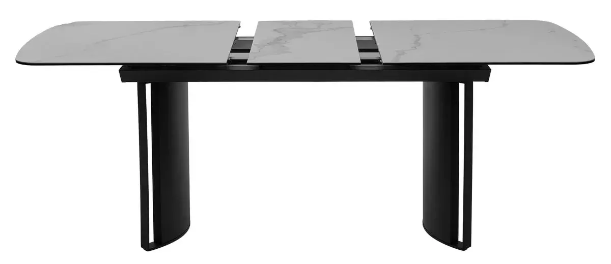 Стол RASMUS 160 TL-45 Белый мрамор, испанская керамика / черный каркас, DISAUR