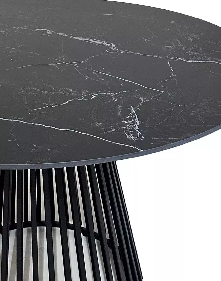 Стол TERNI 120 MATT BLACK MARBLE SOLID CERAMIC Черный мрамор матовый, керамика /Черн.каркас, DISAUR