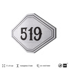 Номерок на дверь квартиры 519, для кабинета, офиса, шильдик 9 х 7 см, серебристый, Айдентика Технолоджи