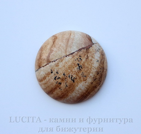Кабошон круглый Яшма Пейзажная 35х9 мм №11 ()