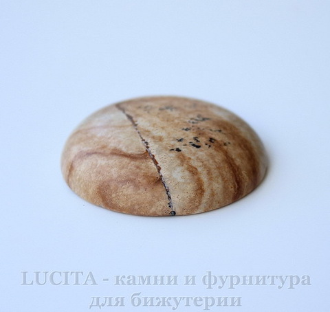 Кабошон круглый Яшма Пейзажная 35х9 мм №11 ()