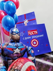 Синяя коробка сюрприз для мальчика Капитан Америка