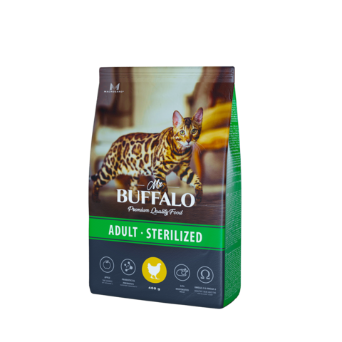 Mr.Buffalo Adult Sterilized сухой корм для стерилизованных кошек (курица) 400 гр