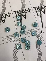 Пуговица пластиковая двухпрокольная (пластик, Голубой, 10)