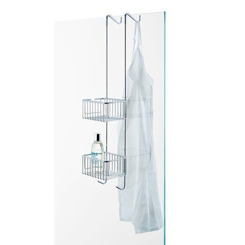 Decor Walther 0705000 Decor Walther DW HGK2 Корзина двойная 150x120x700 мм., для установки на стекло душевой кабины, цвет хром