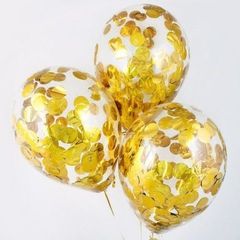 Воздушный шар с золотым конфетти внутри