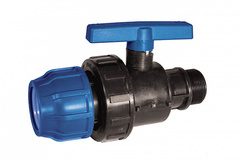 Кран ПНД ПЭ шаровый - Муфта НР 32 х 1 бабочка (1/80), 76240