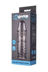 Дымчатая закрытая насадка ToyFa XLover с чешуйками и пупырышками - 13,5 см. - 