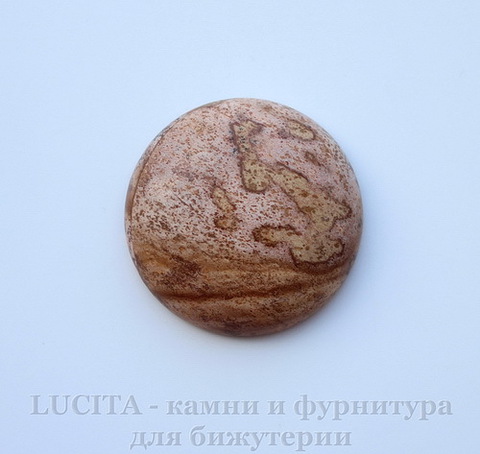 Кабошон круглый Яшма Пейзажная 35х9 мм №16 ()