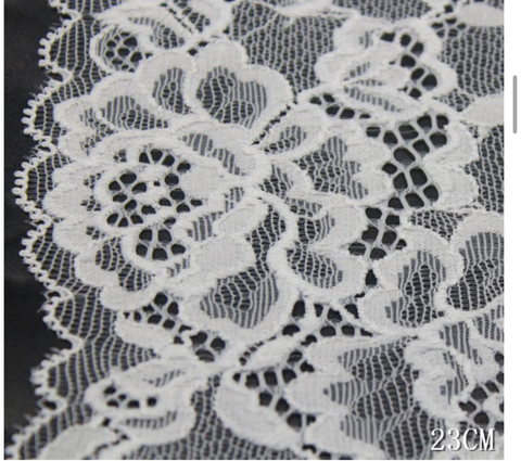 Кружево эластичное белое 23 см