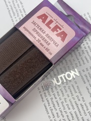 Застежка-липучка пришивная ALFA коричневая