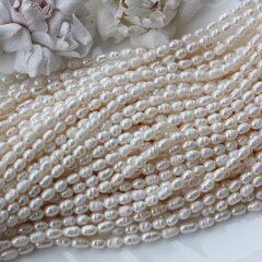 Жемчуг натуральный речной, рис, 5,7-7,2 мм, 1 нить, Ж024