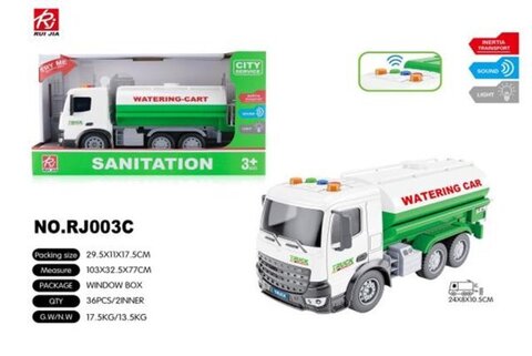 Машина Инерционная Водовоз Зеленый, свет/звук, размер 30см*18см*11см