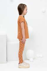 бриджи  для девочки  КР 400517/миндаль,красивые веточки к411