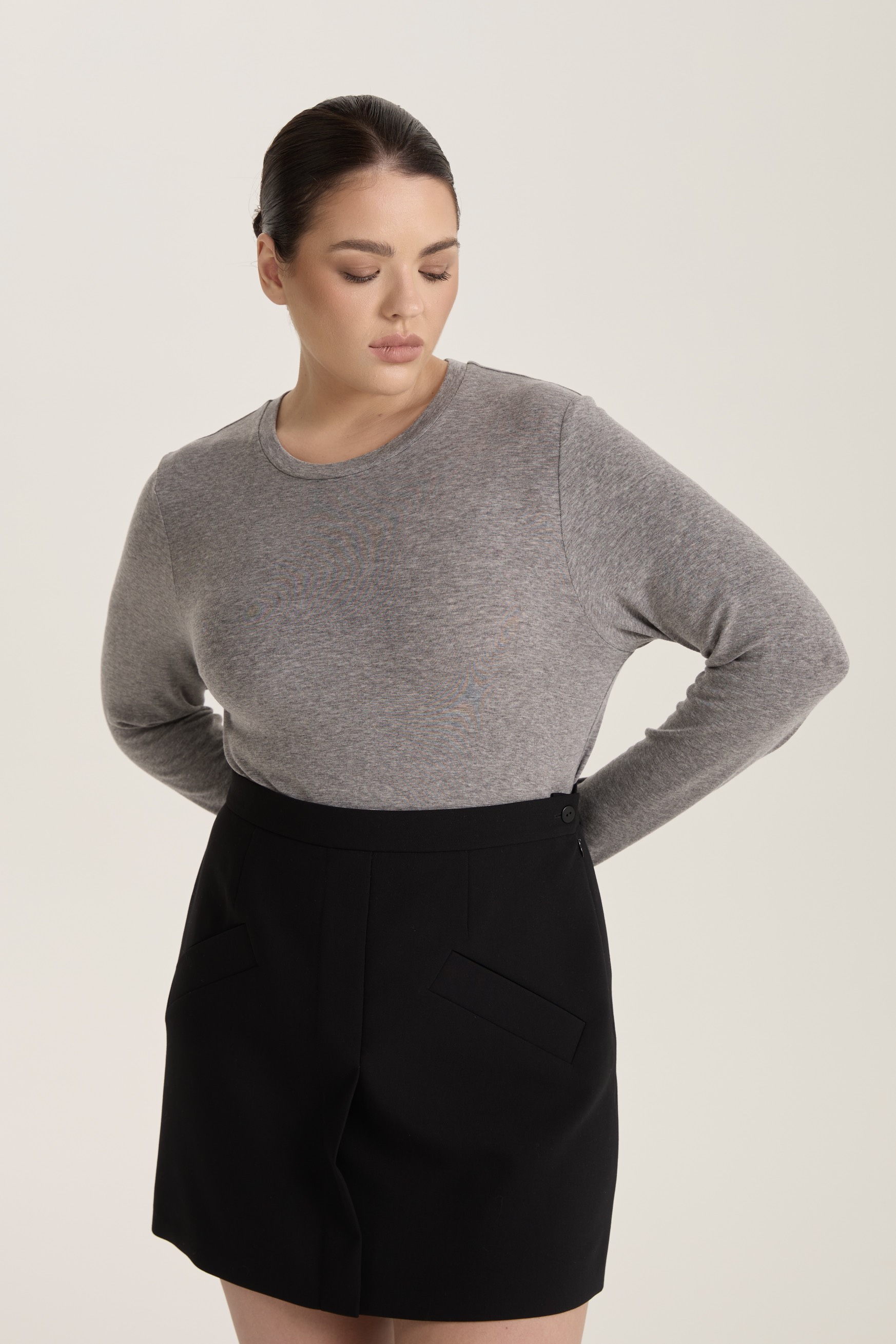 Юбка мини с планкой, черный