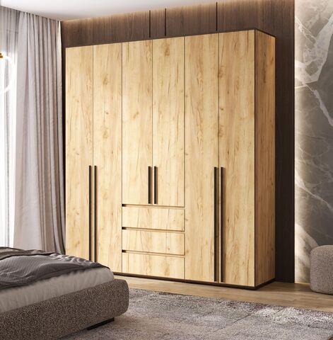 Норд Шкаф 6-ти ств. (Дуб Крафт, Дуб Крафт (КРОМКА ВЕНГЕ))