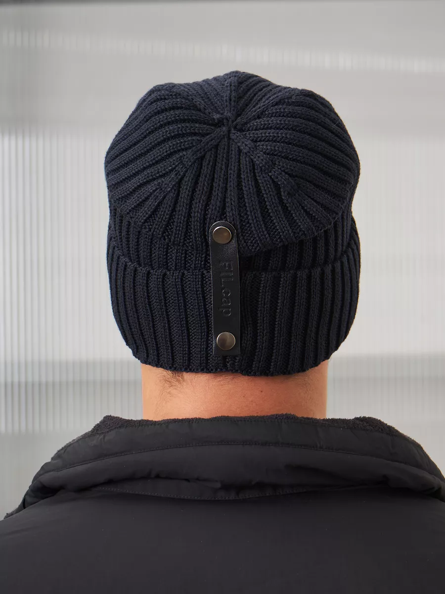 Шапка зимняя на флисе вязаная бини