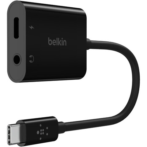 Адаптер Belkin RockStar 3,5mm Audio&USB-C 60W PD Charge Adapter, черный