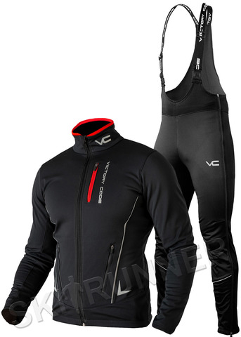 Утеплённый лыжный костюм 905 Victory Code Speed Up Black с высокой спинкой мужской