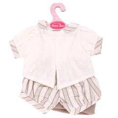 Munecas Antonio Juan Одежда для кукол и пупсов 40 - 45 см, кофта с воротником, шорты в полоску, шапка (91042-40)