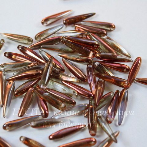 Бусина Thorn Шип, 16х4 мм, прозрачно-медная радужная