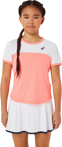 Теннисная футболка для девочки Asics Tennis Short Sleeve Top - guava/brilliant white