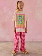 Футболка и брюки для девочки в комплекте для девочки Next AH6-442, Молочный, Розовый