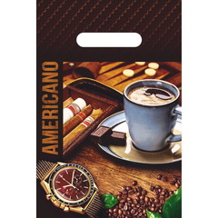 Пакет с вырубной ручкой 20х30 Американо