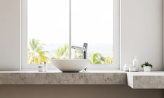 Смеситель для умывальника кнопочный, монолитный  высокий, LEMARK PROJECT- LM4679C