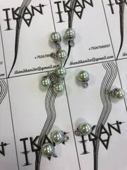 Пуговица-жемчужинка на металлической ножке (пластик/металл, Нежно-фисташковый, 10)