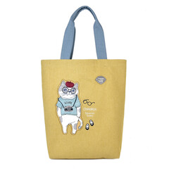 Сумка-шоппер с кошкой Корицей на кнопке-магнит, "AnimalMode", горчичная, 24-7047-1, KUSUGURU